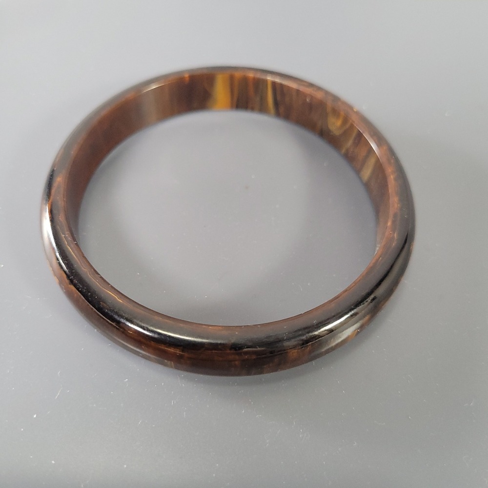 Vintage Brown Gold Marbled Bakelite Bangle Bracelet Tested Positive 8 Inch